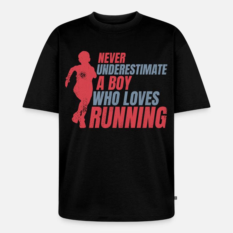 Never underestimate a small runner - Unisex Premium Oversized Organic T-Shirt - black