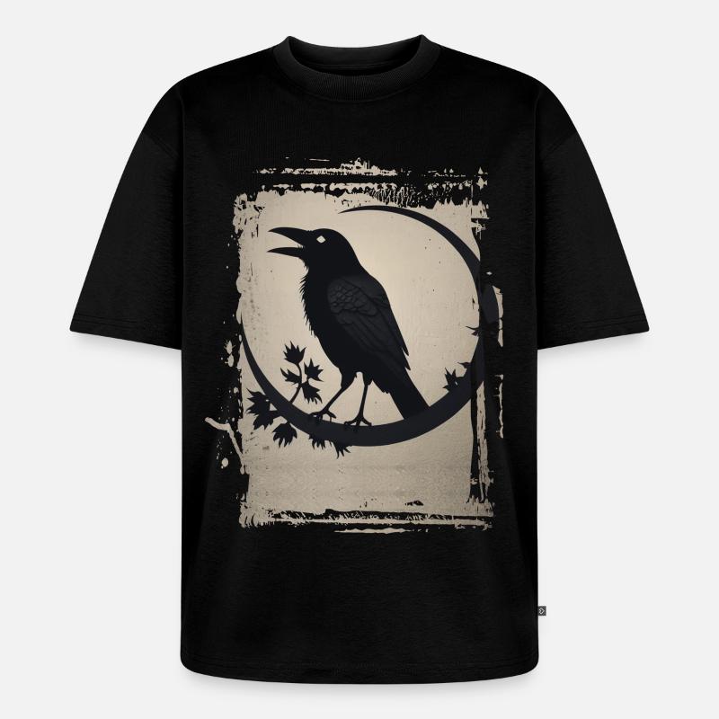 Rabe auf Ast sitzend - Unisex Premium Oversized Bio T-Shirt - Schwarz