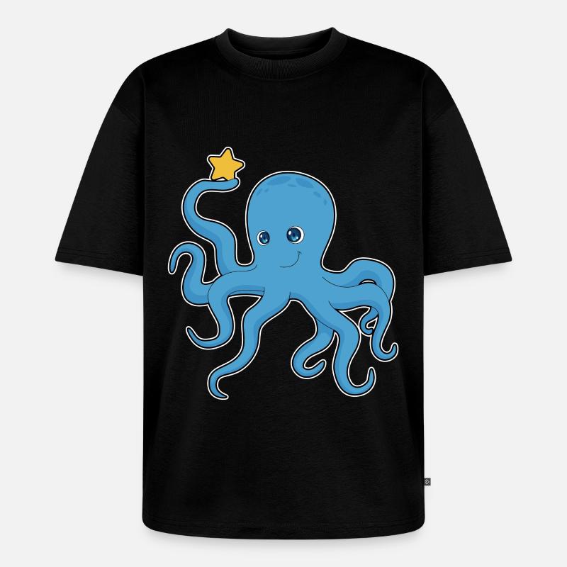 Krake Stern - Unisex Premium Oversized Bio T-Shirt - Schwarz