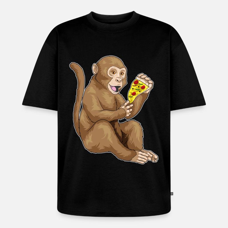 Affe Pizza - Unisex Premium Oversized Bio T-Shirt - Schwarz
