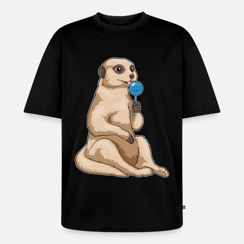 Erdmännchen Lutscher - Unisex Premium Oversized Bio T-Shirt - Schwarz