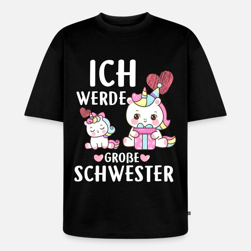 Ich Werde Eine Große Schwester - Unisex Premium Oversized Bio T-Shirt - Schwarz