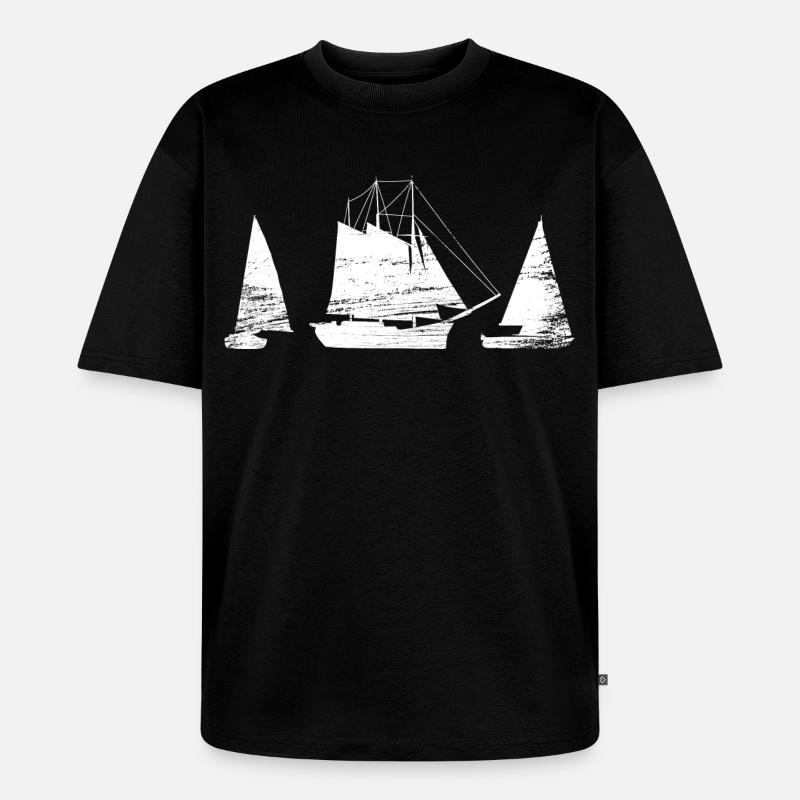 Segelboot - Unisex Premium Oversized Bio T-Shirt - Schwarz