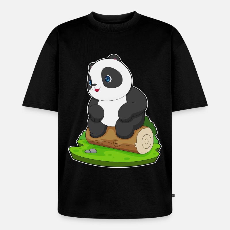 Panda Baumstamm - Unisex Premium Oversized Bio T-Shirt - Schwarz