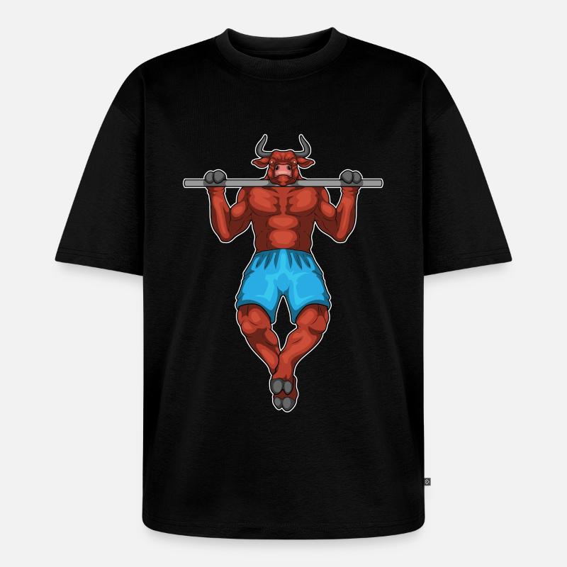 Taurus Bodybuilder Pull-Ups Musculation - T-shirt Premium bio oversize Unisexe - noir