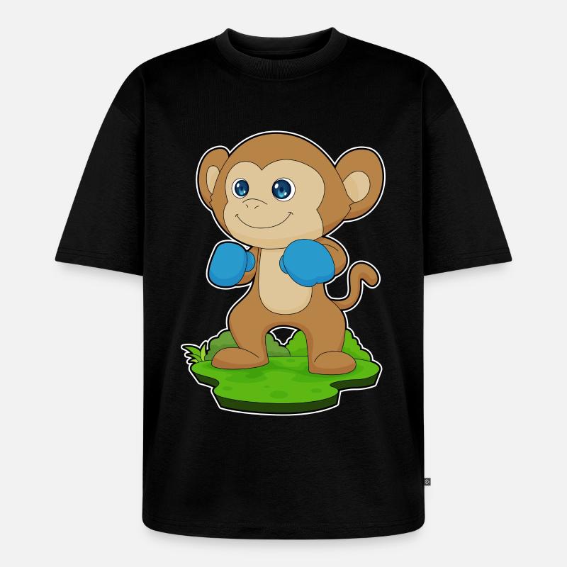 Affe Boxer Boxhandschuhe Boxen - Unisex Premium Oversized Bio T-Shirt - Schwarz