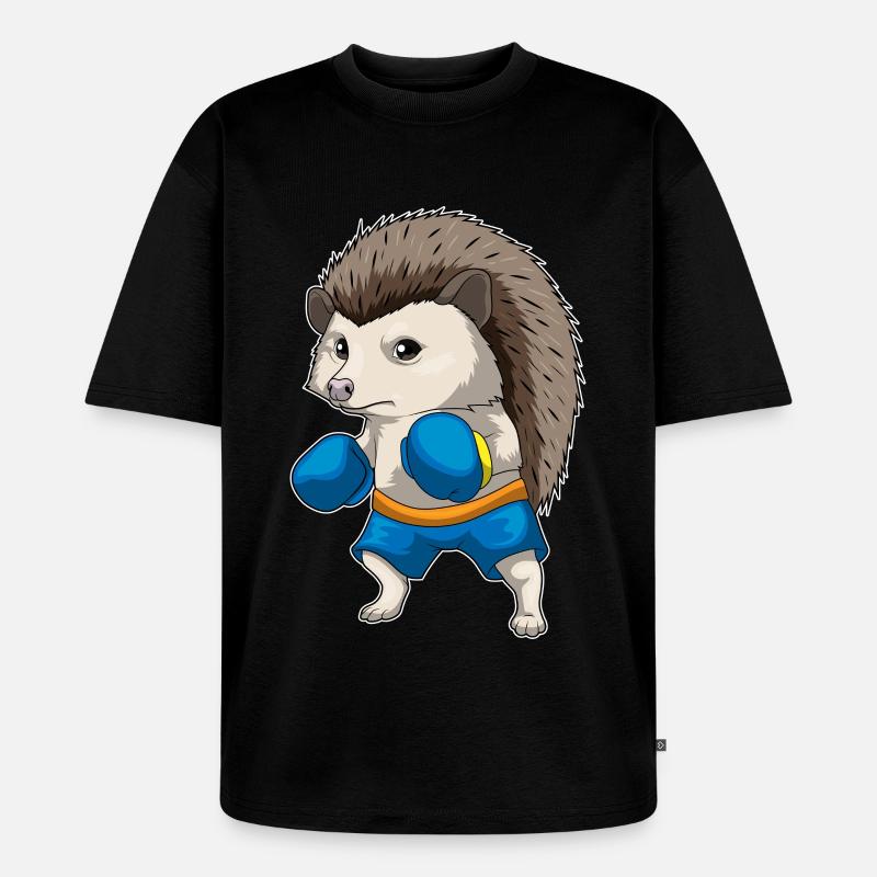 Igel Boxer Boxhandschuhe Boxen - Unisex Premium Oversized Bio T-Shirt - Schwarz