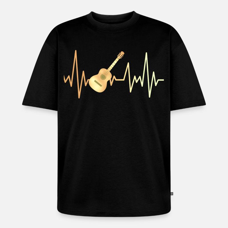 E-Gitarre und Herzfrequenz - Unisex Premium Oversized Bio T-Shirt - Schwarz