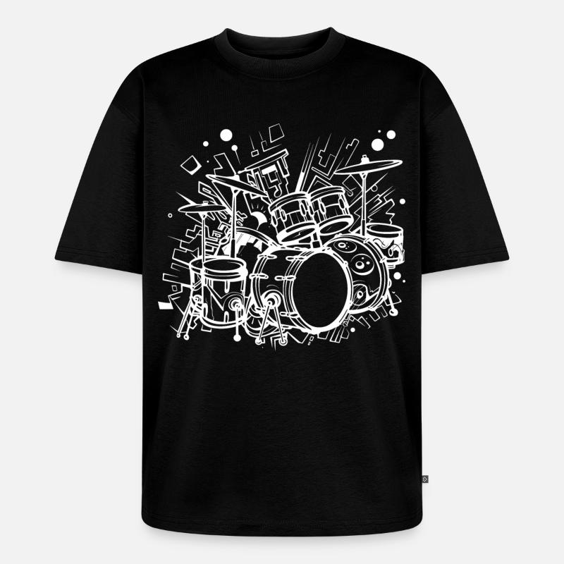 Drum Kit Line Art - Unisex Premium Oversized Bio T-Shirt - Schwarz