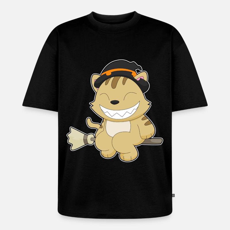 Chat Halloween Sorcière - T-shirt Premium bio oversize Unisexe - noir
