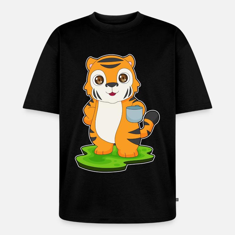 Tiger Kaffee Tasse - Unisex Premium Oversized Bio T-Shirt - Schwarz