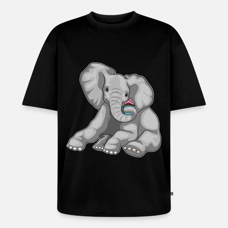 Cupcake éléphant - T-shirt Premium bio oversize Unisexe - noir