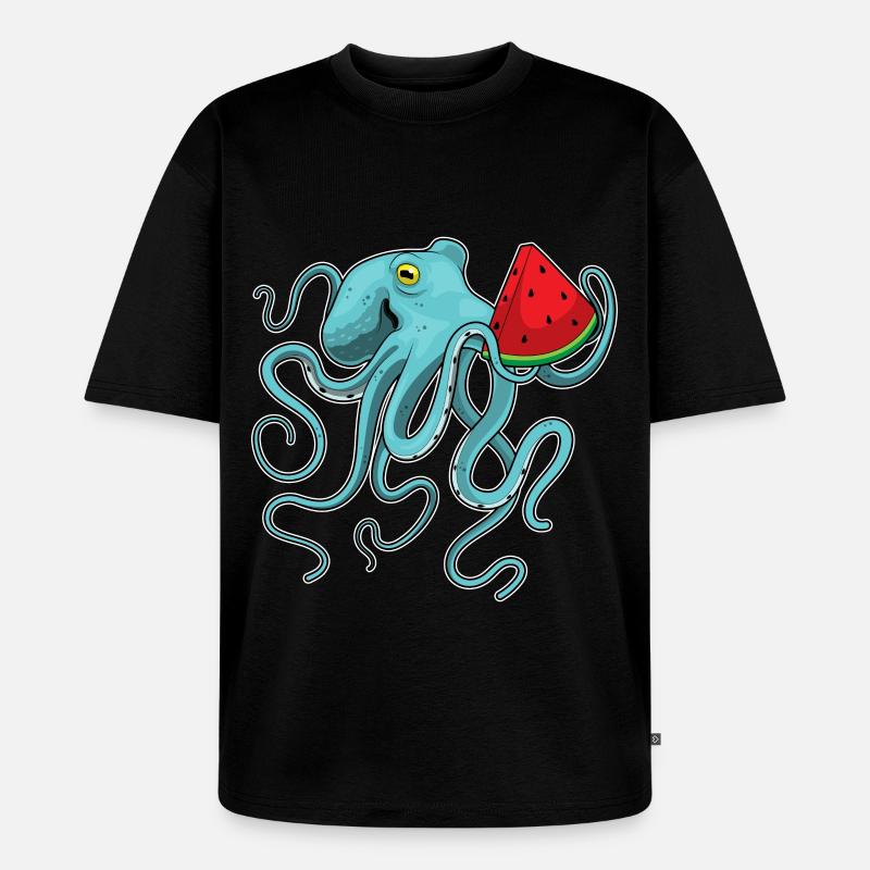 Poulpe Pastèque - T-shirt Premium bio oversize Unisexe - noir