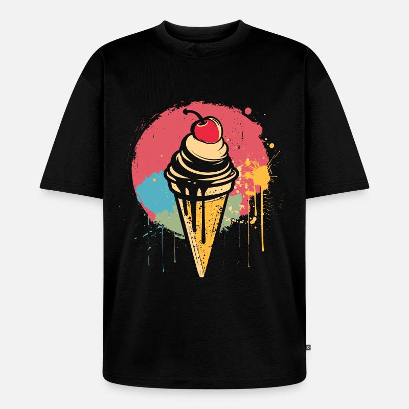 Eiswaffel Graffiti - Unisex Premium Oversized Bio T-Shirt - Schwarz