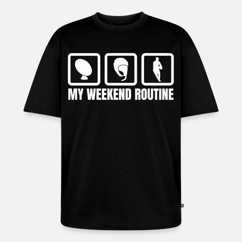 Meine Wochenendroutine - Unisex Premium Oversized Bio T-Shirt - Schwarz