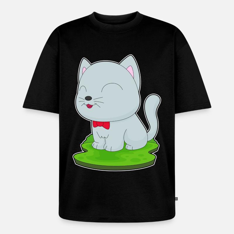 Katze Fliege - Unisex Premium Oversized Bio T-Shirt - Schwarz