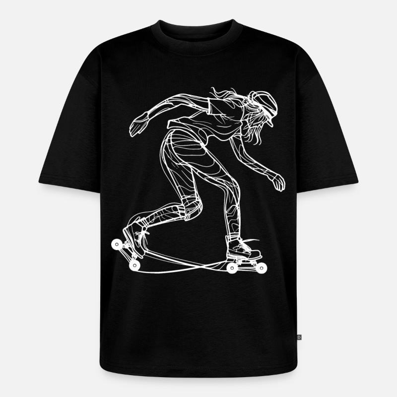 Rollschuh Mädchen - Unisex Premium Oversized Bio T-Shirt - Schwarz