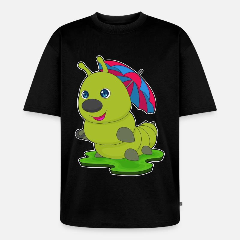 Raupe Regenschirm - Unisex Premium Oversized Bio T-Shirt - Schwarz