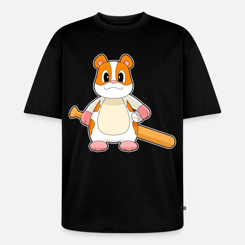 Hamster Baseball Baseballschläger - Unisex Premium Oversized Bio T-Shirt - Schwarz