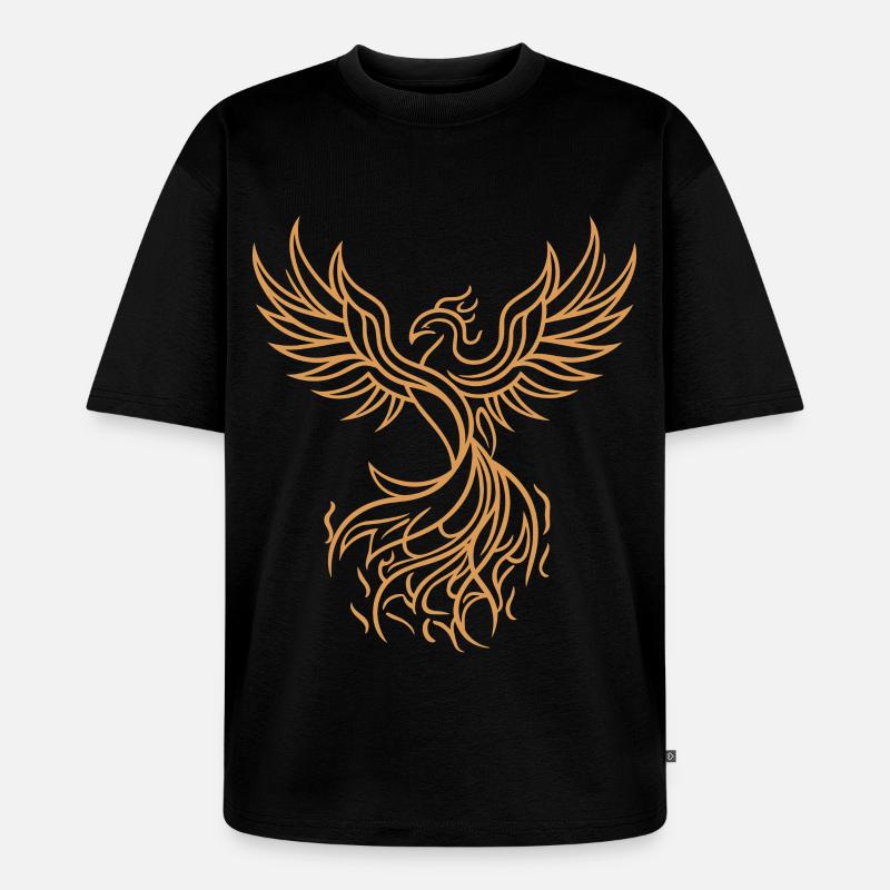 Phönix Mythischer Feuervogel Auferstehender Stammeskunst - Unisex Premium Oversized Bio T-Shirt - Schwarz