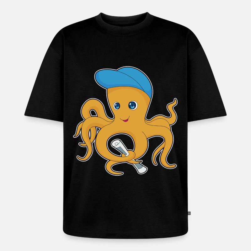 Journal Octopus - T-shirt Premium bio oversize Unisexe - noir