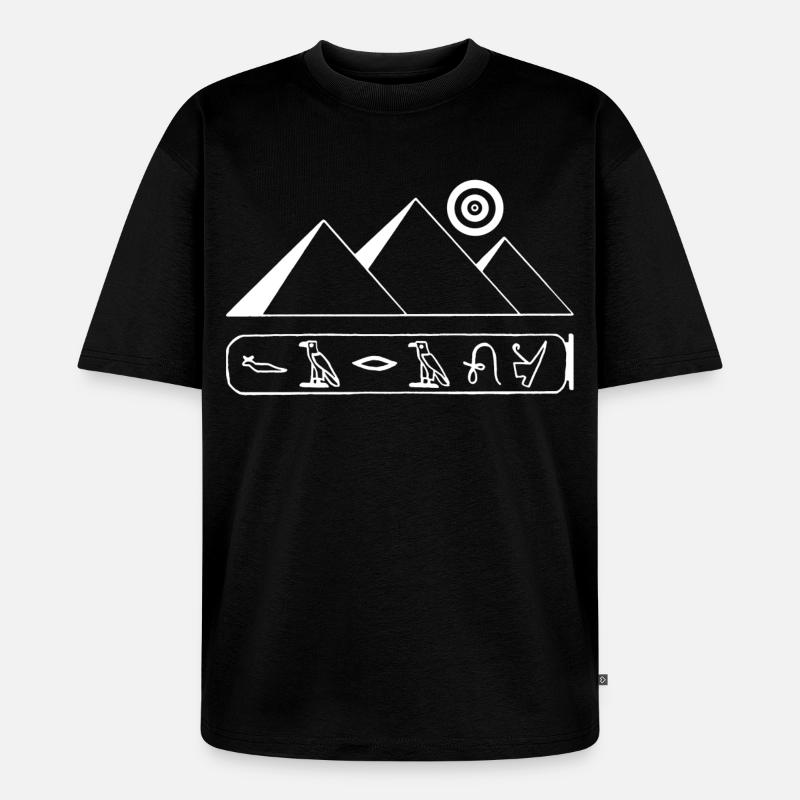 Pyramides et pharaon blanc - T-shirt Premium bio oversize Unisexe - noir