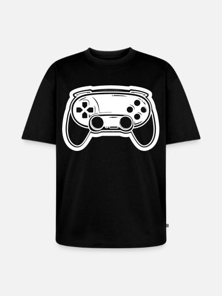 Video Game Controller Drawing - Unisex Premium Oversized Organic T-Shirt - black