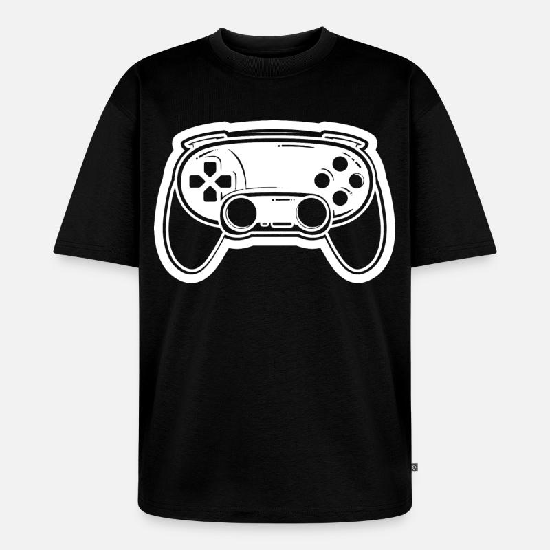 Video Game Controller Drawing - Unisex Premium Oversized Organic T-Shirt - black
