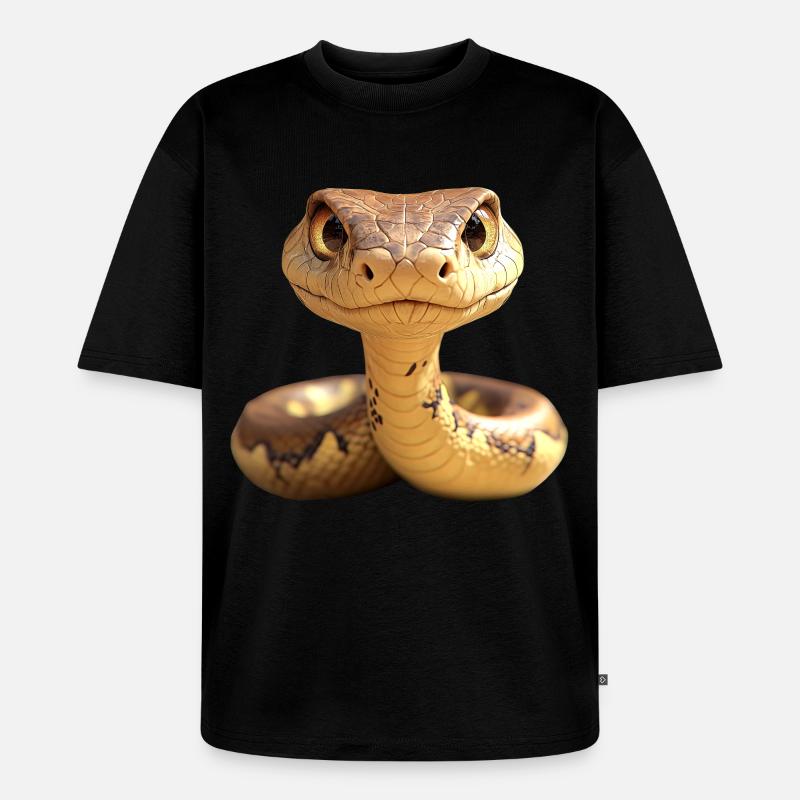 Schlange Python Kobra Mamba Klapperschlange Snake - Unisex Premium Oversized Bio T-Shirt - Schwarz