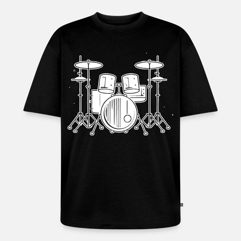 Drum Set Zeichnung - Unisex Premium Oversized Bio T-Shirt - Schwarz