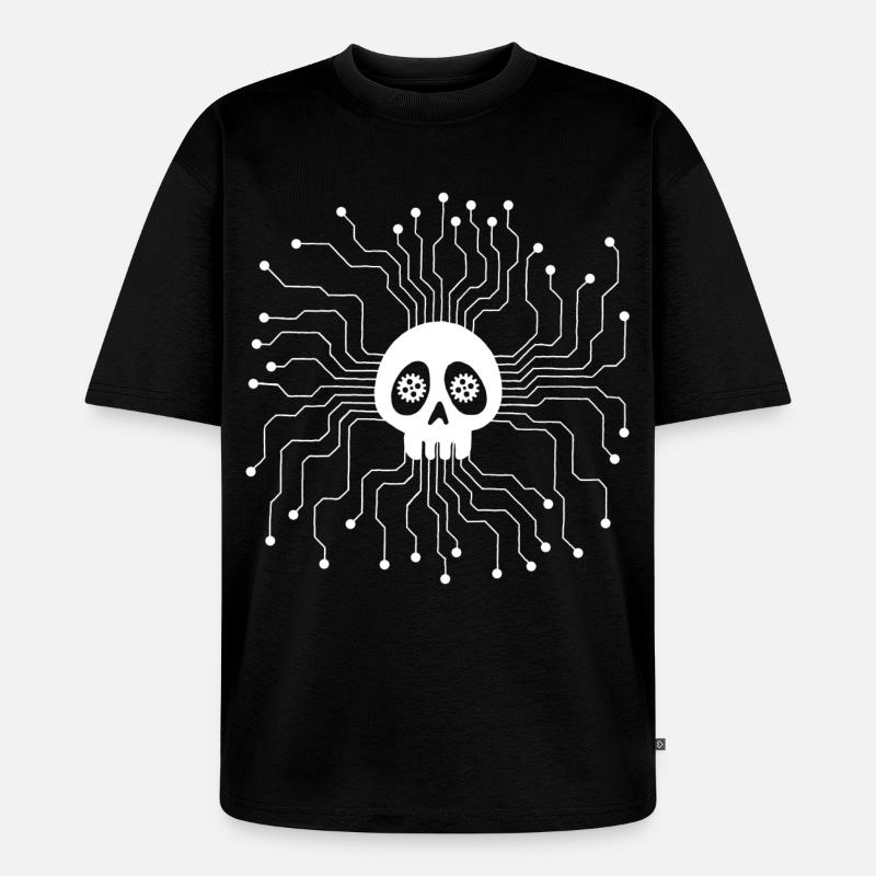 White Microprocessor Skull - Unisex Premium Oversized Organic T-Shirt - black