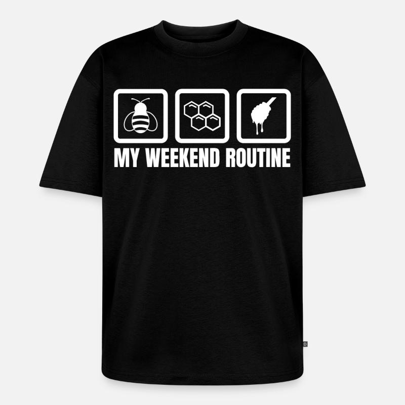 Meine Wochenendroutine - Unisex Premium Oversized Bio T-Shirt - Schwarz