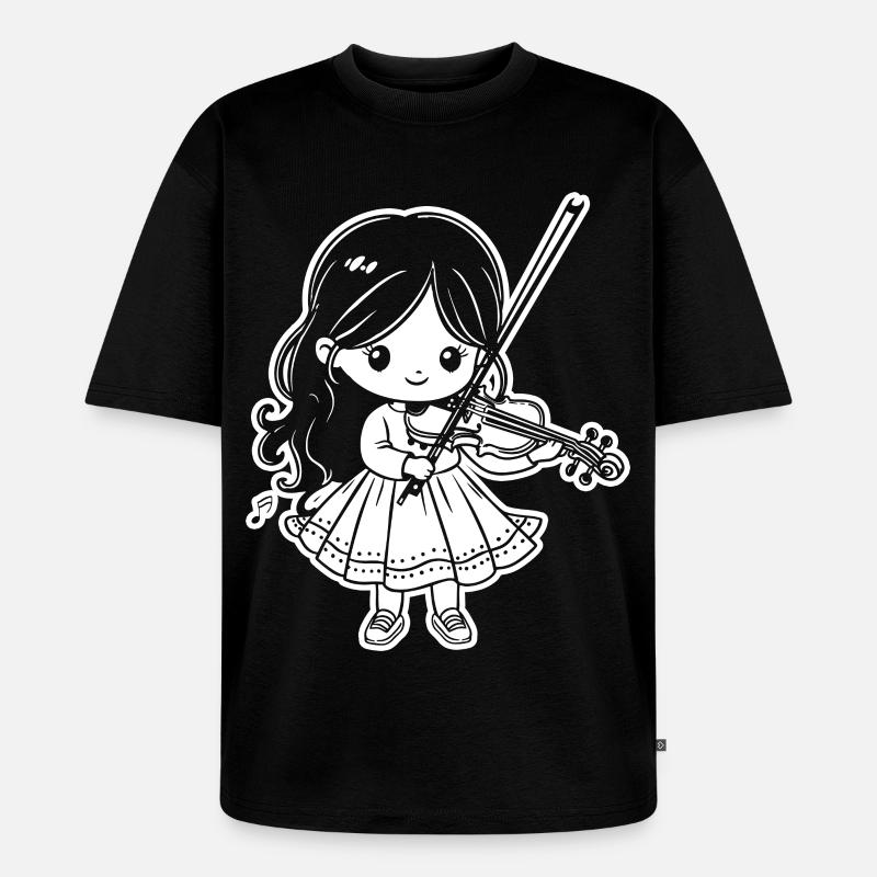 Violinen Mädchen - Unisex Premium Oversized Bio T-Shirt - Schwarz