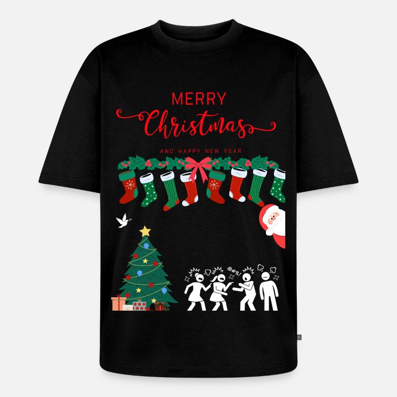 Frohe Weihnachten - Unisex Premium Oversized Bio T-Shirt - Schwarz