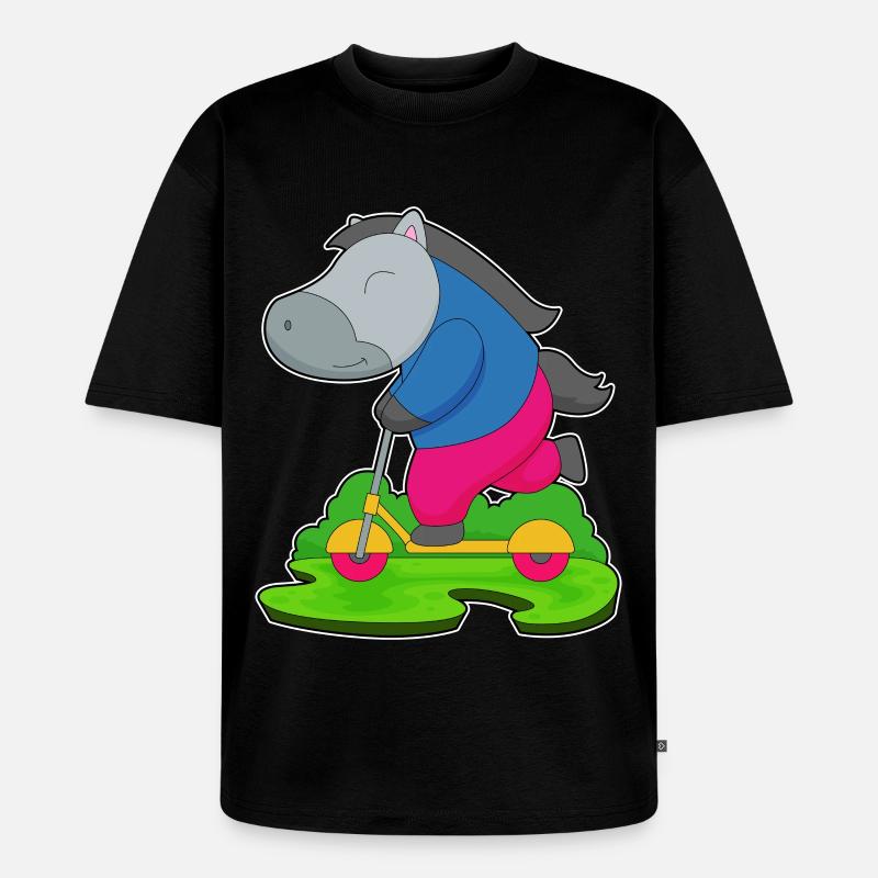 Pferd Roller - Unisex Premium Oversized Bio T-Shirt - Schwarz