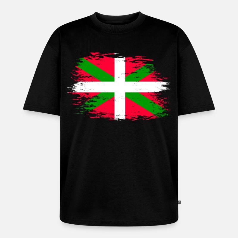 Drapeau basque utilisé - T-shirt Premium bio oversize Unisexe - noir