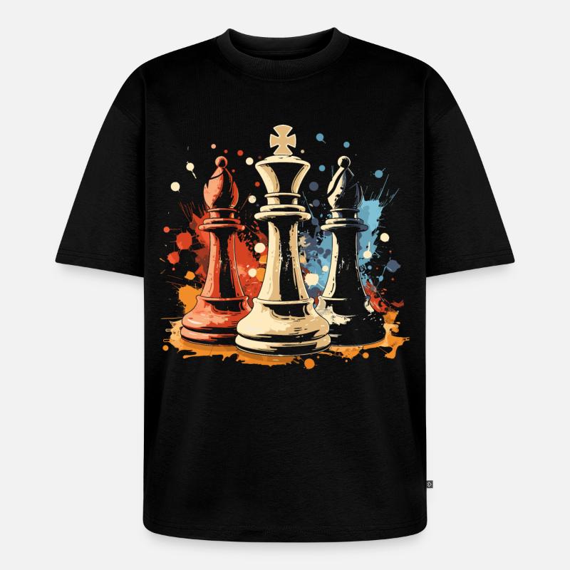 Schach Läufer und König Graffiti - Unisex Premium Oversized Bio T-Shirt - Schwarz
