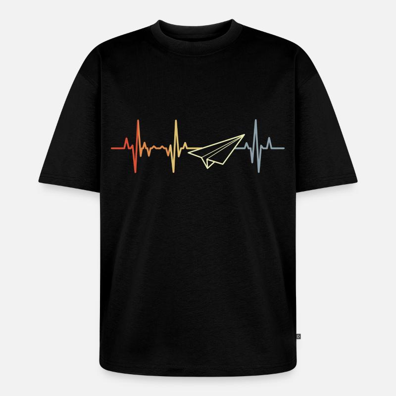 Papierflugzeug Herzfrequenz - Unisex Premium Oversized Bio T-Shirt - Schwarz