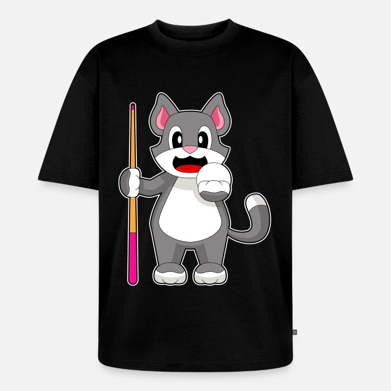 Katze Billiard Queue - Unisex Premium Oversized Bio T-Shirt - Schwarz
