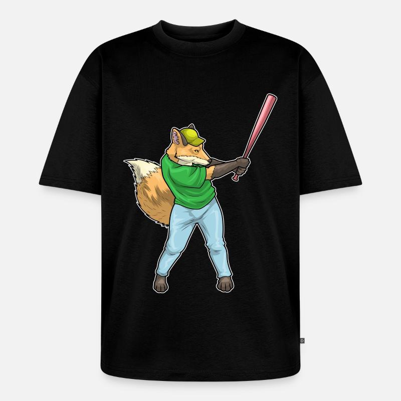 Fuchs Baseball Baseballschläger - Unisex Premium Oversized Bio T-Shirt - Schwarz
