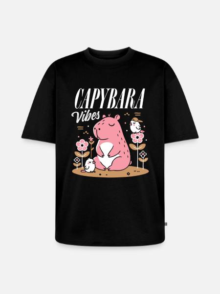 Ambiance détendue de Capybara - T-shirt Premium bio oversize Unisexe - noir