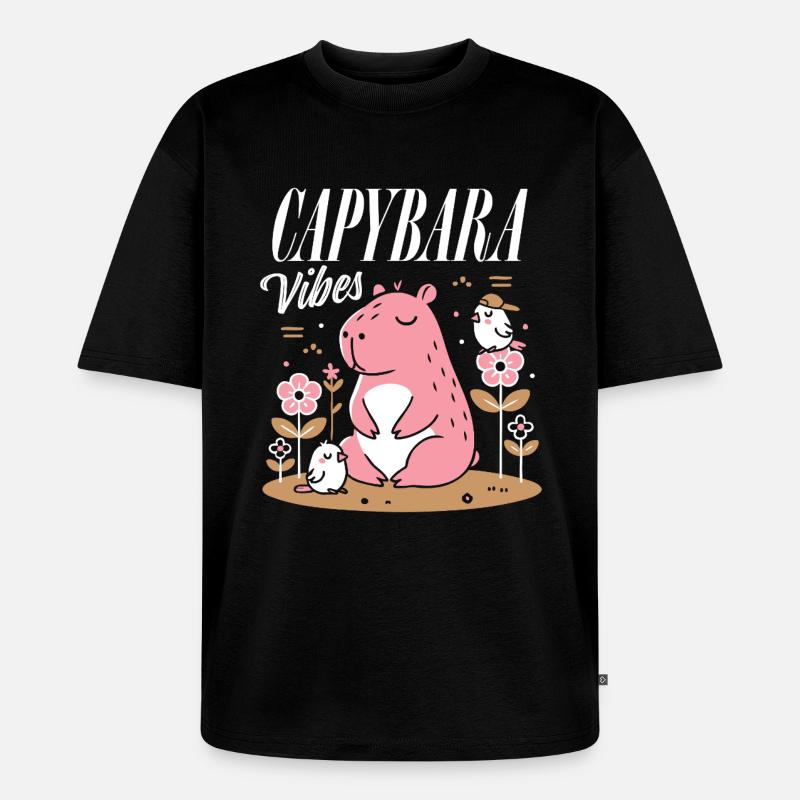 Entspannte Capybara-Vibes - Unisex Premium Oversized Bio T-Shirt - Schwarz