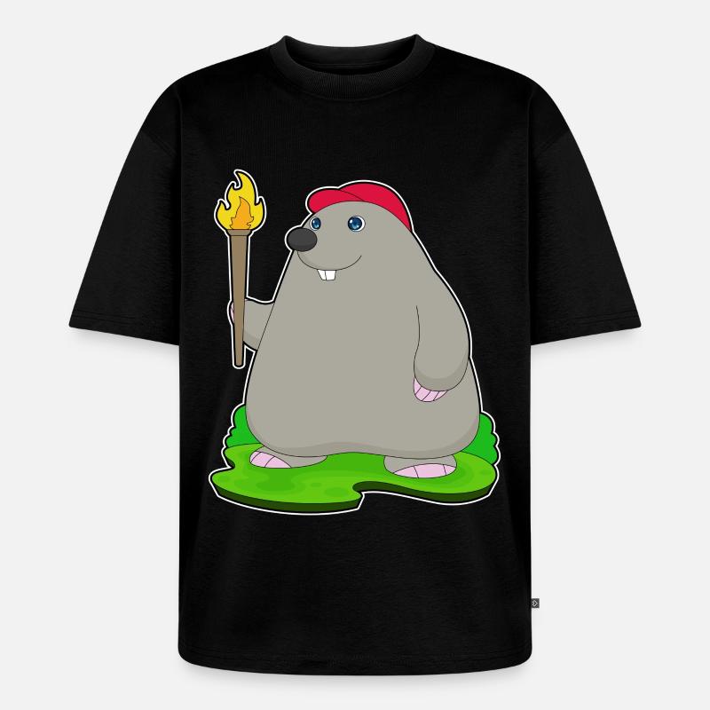 Maulwurf Fackel - Unisex Premium Oversized Bio T-Shirt - Schwarz