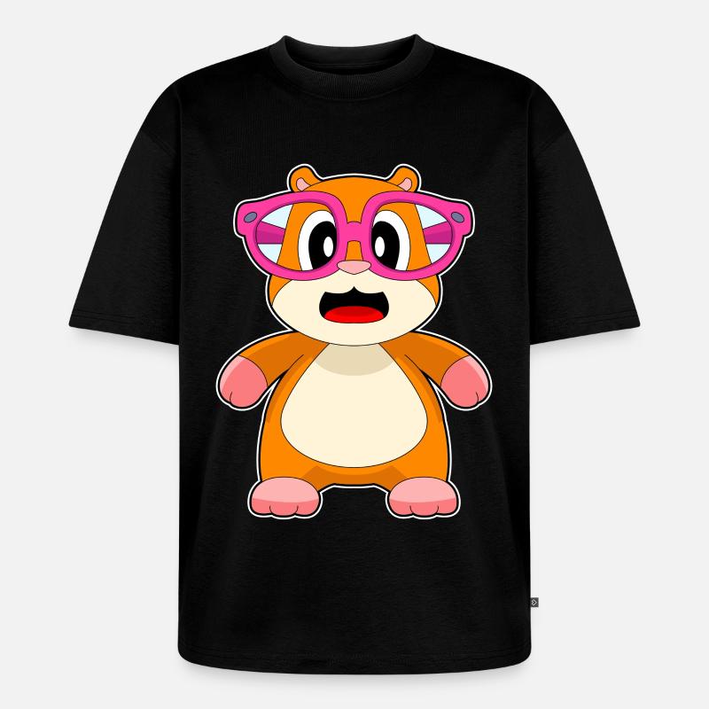 Hamster Brille - Unisex Premium Oversized Bio T-Shirt - Schwarz