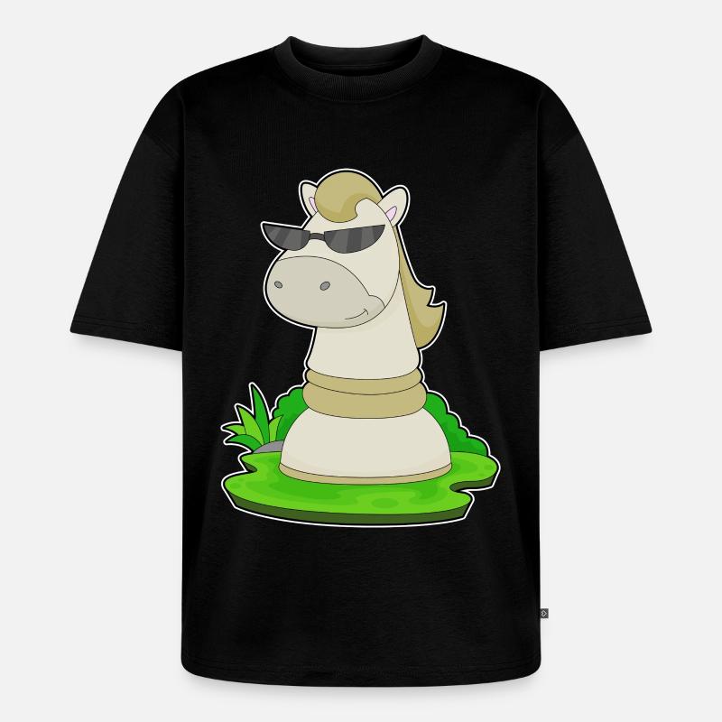 Schachfigur Springer Schach - Unisex Premium Oversized Bio T-Shirt - Schwarz