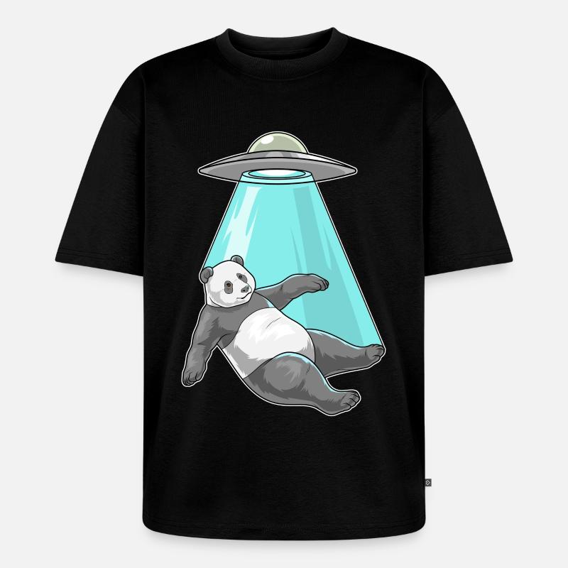 Panda Raumschiff - Unisex Premium Oversized Bio T-Shirt - Schwarz