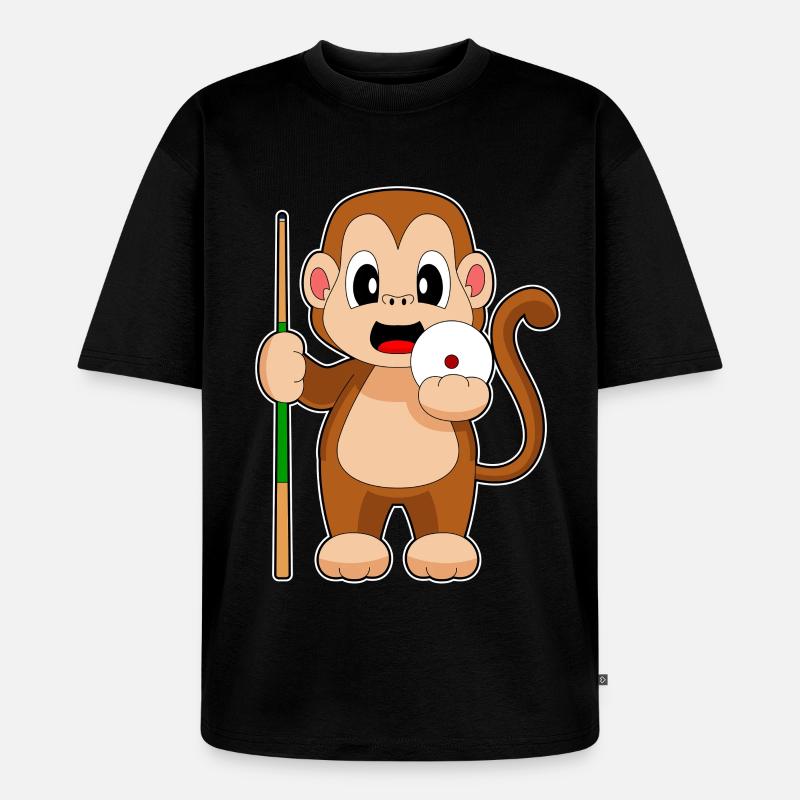 Queue de billard Monkey - T-shirt Premium bio oversize Unisexe - noir