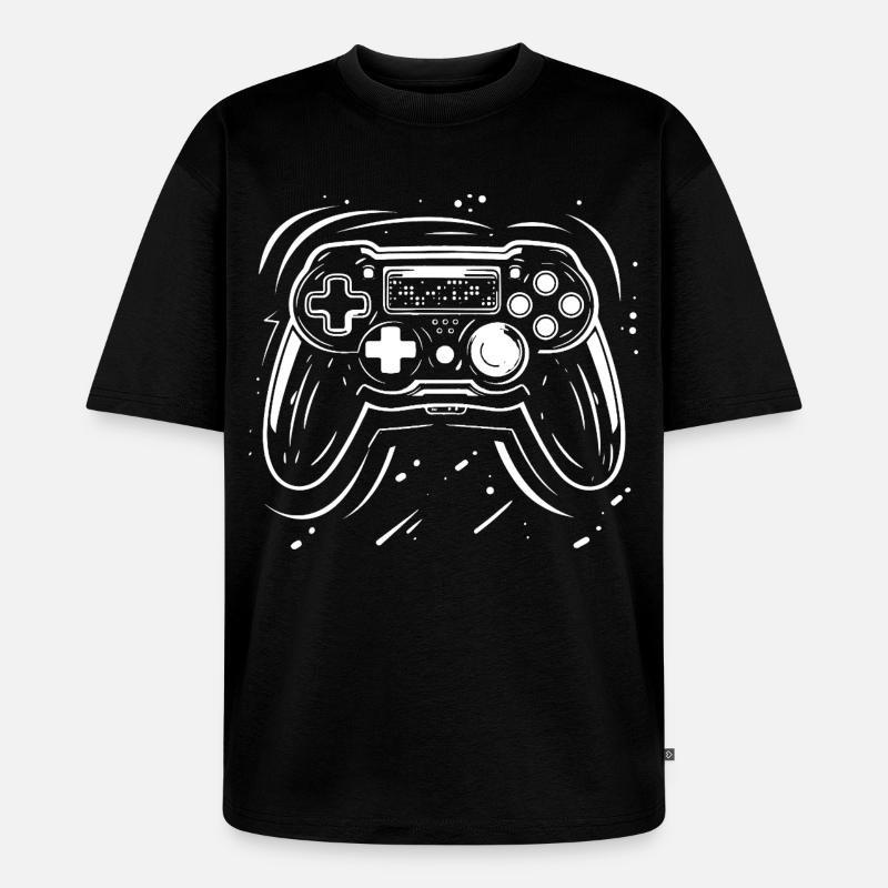 Gaming Controller Zeichnung - Unisex Premium Oversized Bio T-Shirt - Schwarz