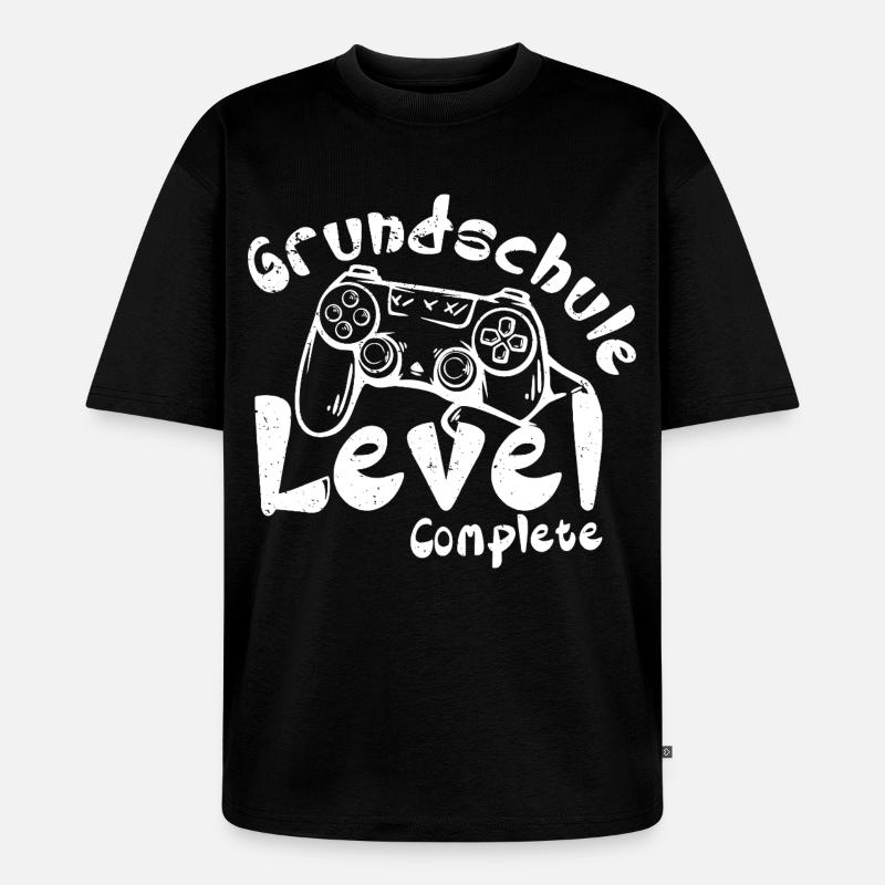 Grundschule Level Complete - Unisex Premium Oversized Bio T-Shirt - Schwarz