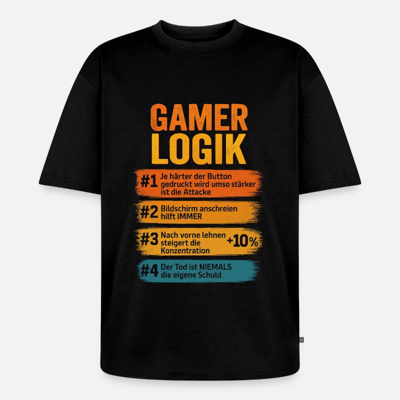 Gamer Logik Computer PC Controller Zocker - Unisex Premium Oversized Bio T-Shirt - Schwarz